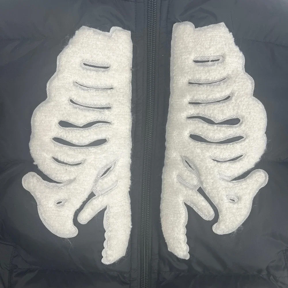 ONCOFONE Kids Black Skeleton Puffer Jacket Size Large Bones Halloween Winter‎